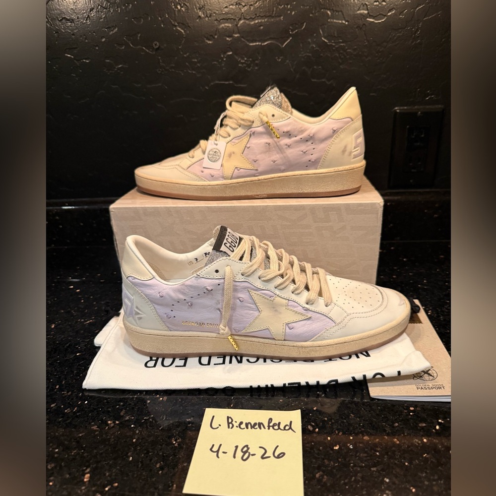 Golden Goose NEW Sz 40 Dubai exclusive ostrich Swarovski crystal lilac Ballstars